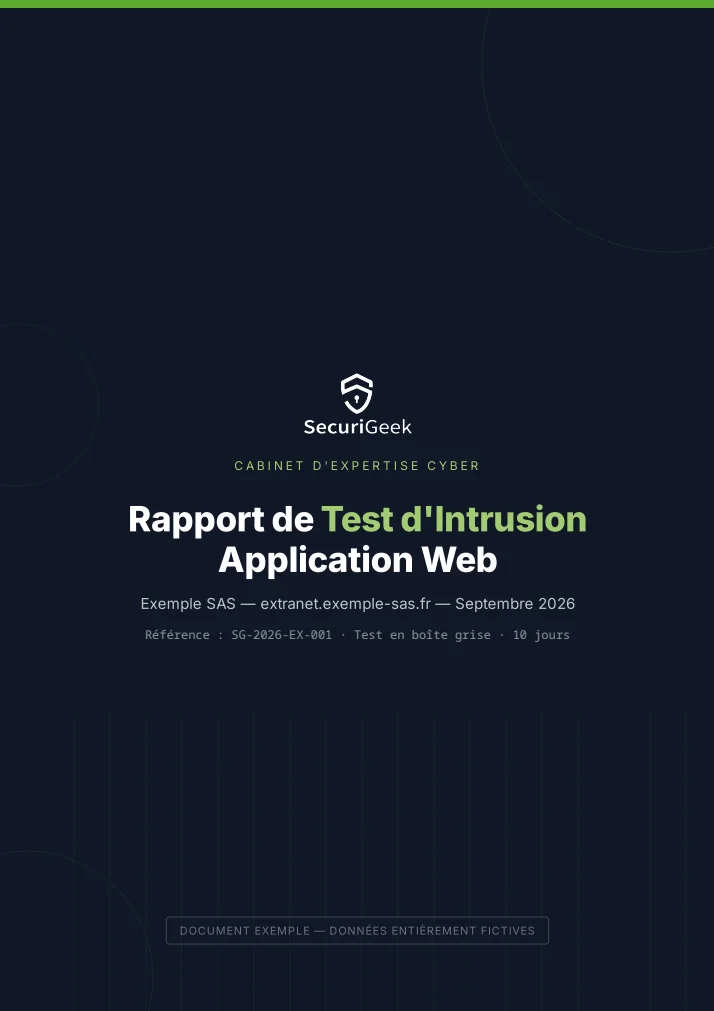 Couverture de l’exemple fictif de rapport de pentest d’application web